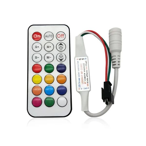 2024 NOUVEAU WS2815 WS2813 LEDS LED CONTRÔLER RF 14KEY 21KEY RELOGET WIRESS 350+ Effet de rêve 4pin SM JST RGB IC LED Strip Light DC5-24V pour