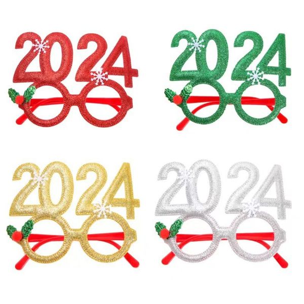 Cadre de lunettes pour nouvel an 2024, accessoires de photomaton, ornements de joyeux noël, cadeaux de noël, décorations pour cadeaux de réveillon du nouvel an