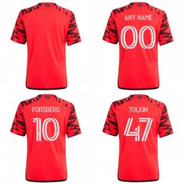 2024 New York Red Soccer Jerseys 24/25 Hommes # 9 MORGAN TOLKIN Version Joueur Uniforme Jeunes # 10 FORSBERC Chemise Kit Enfants