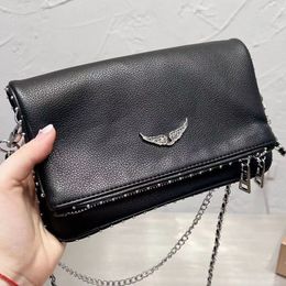 2024 NUEVA ZV ZADIG Voltaire Bolsas Bolsas de diseño alas diseñador Bolso de diamantes Mujeres Rivadas de hombro Crossbody Crossbody de cuero Caqueta de cuero bolsos de cadena