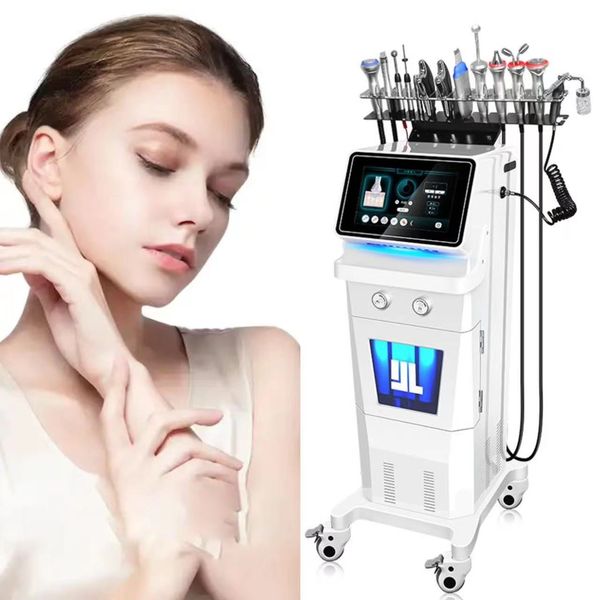 2024 El más nuevo 13 en 1 Rf + Cuidado de la piel ultrasónico Microdermoabrasión Diamante Hidrafacial Aqua Peeling Máquina de dermoabrasión hidrofacial