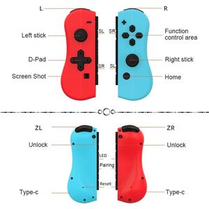 2024 Le plus récent 6 couleurs Manette de jeu Bluetooth sans fil pour Nintendo Switch Poignée sans fil Joy-Con Poignée gauche et droite Contrôleurs de jeu avec boîte de vente au détail