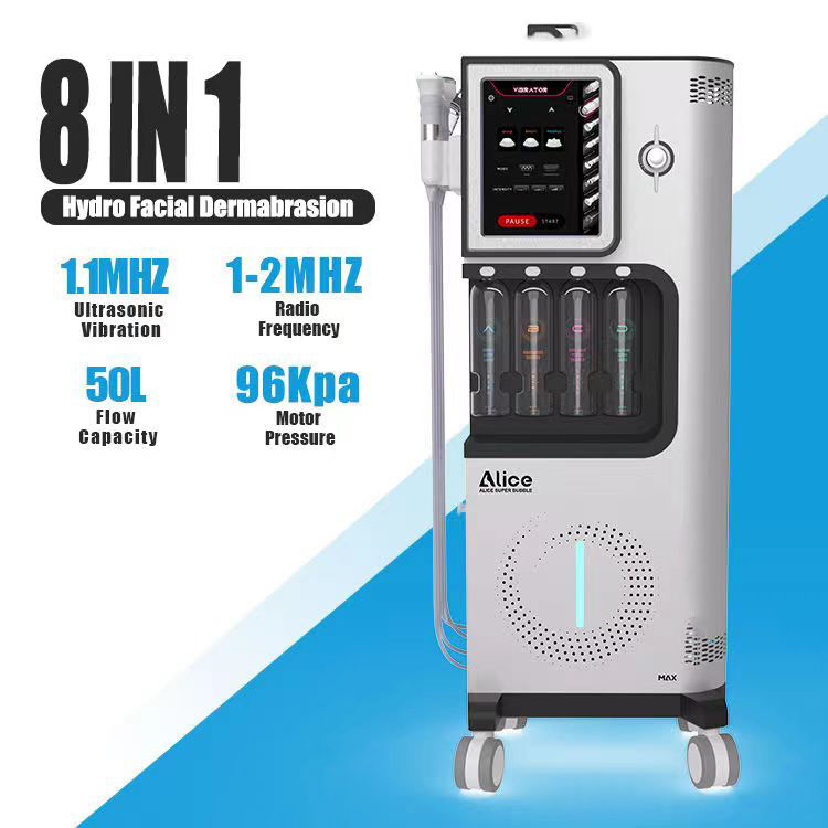 2024 Newest 8 in 1 facial beauty hydra oxygen equipment for multi-function oxygen hydra dermabrasion skin care machine