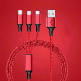 2024 La más nueva venta al por mayor de fábrica de alta calidad 3 en 1 Cable de carga rápida para teléfono Huawei Micro USB Tipo C Cable cargador 1,2 m Puerto USB múltiple Cable de carga USB múltiple