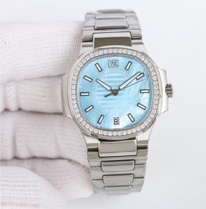 2024 Nouvelle montre de luxe pour femme 35 mm Lunette en diamant Cadran noir Trésor bleu Mécanique Transparent Cal.324sc Mécanique Automatique Montres-bracelets pour femmes