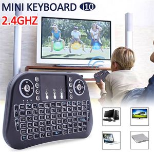 2024 Le plus récent Mini Rii i10 Clavier sans fil 2,4 G Air Mouse Télécommande Touchpad Rétroéclairage Claviers pour Smart Android TV Box Tablette PC Ps3 Xbox Console de jeu Anglais