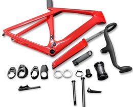 2024 Marco de bicicleta de pintura personalizado de estilo más nuevo UD UD GLOSSY T1000 Red Disc Cycling Frameset Gen 7 Style Full Carbon Bike Frames T47+ Handlebar+ Seat Post 50-58cm