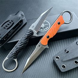 2024 Nieuwste Toor Neck messen Jank Shank Outlaw Fixed Blade Knife 3 "440C Stonewashed Wharncliffe Blade G10 handgrepen met ring Outdoor Tactical EDC Pocket Knife 15006