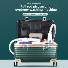 2024 Nieuwste Trolly Box Picosecond Laser Beauty Machine voor tattoo verwijderen Wenkbrauw wassen Anti-pigment Carbon Peeling Huidtint Verbeter apparaat met 5 sondes