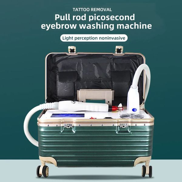 2024 La plus récente machine de beauté au laser picoseconde Trolly Box pour le détatouage Lavage des sourcils Anti-pigment Peeling au carbone Appareil d'amélioration du teint avec 5 sondes