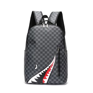 2024 Nieuw aangekomen Backpack Style Backpacks Designer Heren Backpack Travel Lattice Backpack Student School Tassen Grote capaciteit Shark Street Man Bookbag