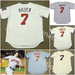 Joe Mauer Throwback Baseball Jersey 1980 2008 2001 2012 2012 Home Away Vintage Classic Retro Baseball Camiseta