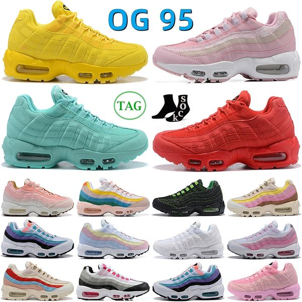 2024 OG 95 Designer Chaussures de course Triple Rose Blanc Dégradé 95s Rouge Suivant Nature Rise Unity Ghost Pastel Jaune WMNS Cork Daim Aqua Cork Rose Femmes Sport Baskets T7