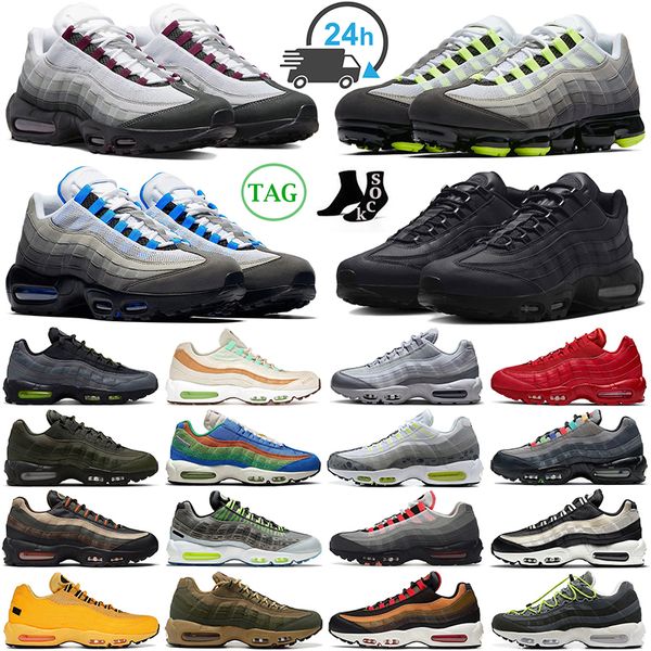 2024 OG 95 chaussures de course hommes femmes 95s cristal bleu foncé betterave triple noir blanc néon solaire rouge minuit marine jour de la terre Denham baskets pour hommes baskets d'extérieur