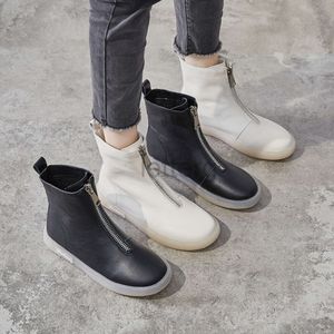 2024 OG Robe Chaussures En Cuir Plat Avec Suspendu Jusqu'aux Bottines Femmes Automne Hiver Mode Fermeture Éclair Sport Femme Décontracté Sneake