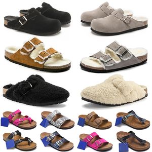 2024 OG Original Bostons Clogs Sandales Birkin Beach Boucle d'été Pantoufles de créateurs Bostons Tongs en daim en peau de mouton microfibre Birkin Birko-Flor Platform Slide