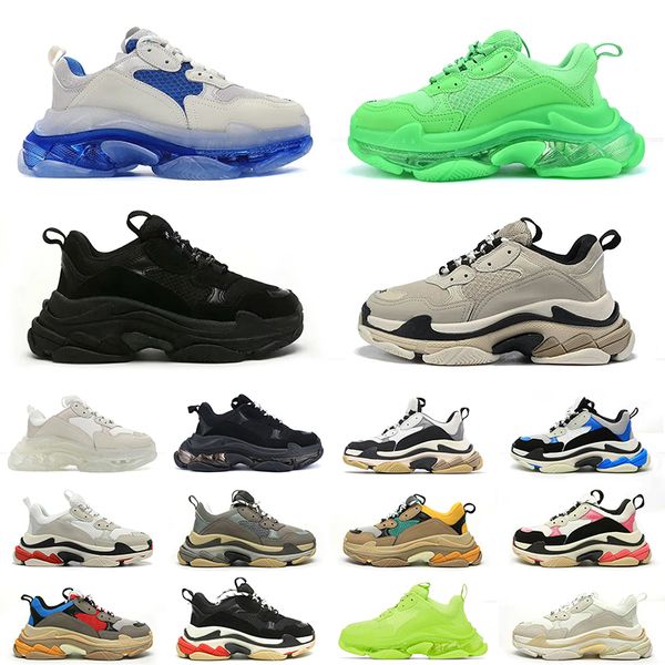 2024 OG Original Casual Designer Shoes Triple S Marca de lujo Triples Mujeres Plataforma para hombre Zapatillas de deporte Negro Blanco Gris Rojo Rosa Azul Royal Neon Green Mens Trainers Tenis