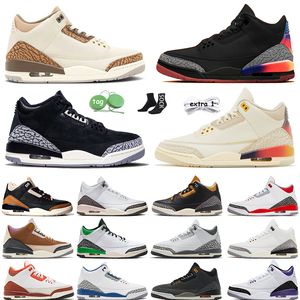 2024 OG Original J Balvin J3s Rio Jumpman 3 Chaussures de basket-ball Femme Hommes 3s Medellin Sunset Palomino Hide N Sneak Off Noir Oreo Nouveau UNC Fire Red Platform Sneaker Grande Taille 13