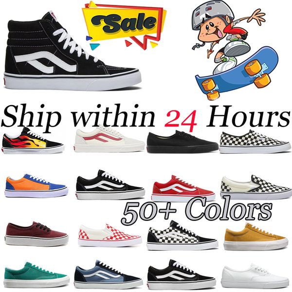 2024 Old Skool Men Mujeres zapatos planos de diseñador Skateboard Sneakers Black White Green Red Navy Fashion Sports Sporters Casual Shoes 36-44