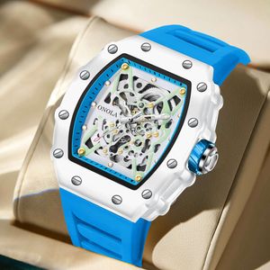 2024 Onola volledig automatisch mechanisch horloge heren siliconen tape mode sporten waterdichte horloge heren's