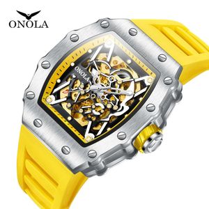 2024 Onola Men's Fashion Sports Waterproof Mechanisch horloge met siliconenriem