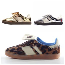 2024 Outdoor Casual schoenen Vegan Og Wales Bonner Shoes Leopard Pony Tonal Sliver Gold Men Women Trainers Brown Flat Sneakers Maat 36-45