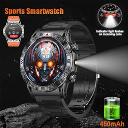 2024 Outdoor Military 3ATM imperméable Smart Watch Men Compass Heart Rate Sports Fitness 450mAh Grat Batterie BT Call Smartwatch