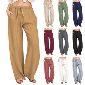 2024 Oversized dames losse linnen casual brede been lange broek voor vrouwen F51324