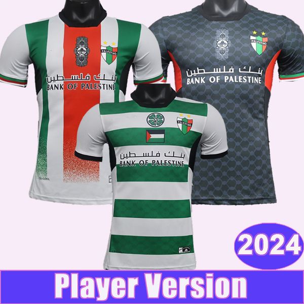 2024 Version Palestino Player Mens Soccer Jerseys Jimenez Benitez Cortes Home Red White Away Black 3rd Football Shirt Shirts à manches courtes