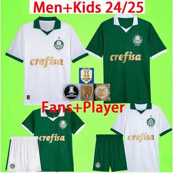 2024 Jerseys de football de Palmeiras Dudu24 25 Green Breno Lopes Rony G.shirt Away D.Barbosa Lucas Lima Mina Men Kids Kit Football Shirt Fan Player Version Uniforme