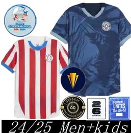 2024 Jersey de football paraguay 2025 Copa America Camisetas de Futbol Home Football Shirt 24 25 Home Red White Away Away Blue Blue Football Shirts Men Kid Kit Top Size