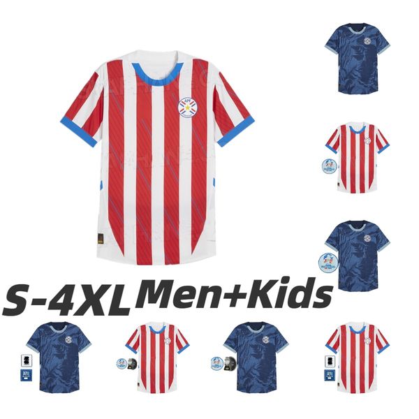 2024 Jersey de fútbol paraguay 2025 Copa América Camisetas de Futbol Home Away Fútbol Camiseta 24 25 Camisa de fútbol azul oscuro de color rojo Home