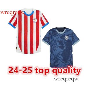2024 Paraguay voetbal jersey copa amerika maillots de voet rood wit weg donkerblauw voetbal shirt 24 25 Men kids kit top korte mouw aangepaste uniform volwassen grootte