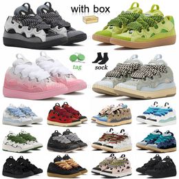 2024 Paris Casual Chores White and Black Plateforme Sole Courb Nappa Pink Rubber Lavines Scarpe Sliver Cream Plateforme Walking Cuir Clalfskin Extraordinaire Sneakers