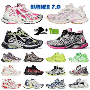 2024 Parijs Designer Track Runner 7.0 Schoenen Heren Dames Triple S Platform Trainers Big Size US 12 46 Geheel Zwart Wit En Roze Blauw Hot Hardlopen Joggen Wandelen Sport Sneakers