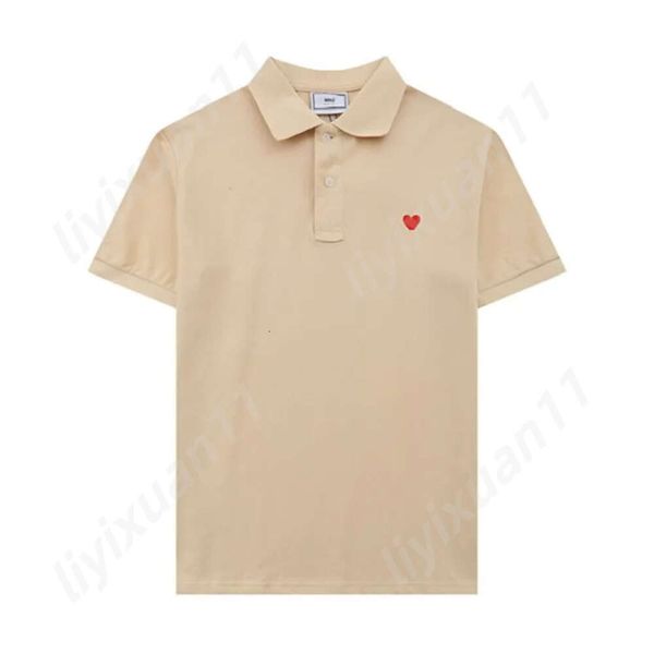 2024 París Marca de moda Polo Camisa Tees Hombres Mujeres Diseñador Lujo Amis Camiseta Casual Juego Camiseta Amor Cuello redondo Coeur Para hombre Para mujer Corazón rojo Tees 7298