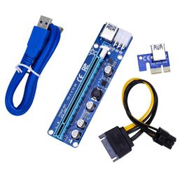 2024 PCIE PCI-E RISER 006C KAART PCI E X16 PCI Express GPU 6PIN TO SATA 1X 16X USB3.0 Extender LED voor Mining ETH BTCFor GPU 6PIN TO SATA 1X 16X