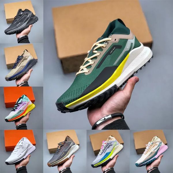 2024 Pegasus Trail 4 Gtx Marathon Chaussures de course Design Noble Vert Picante Rouge Réagit Acg Mountain Fly Low Multicolore Noir Gris Hommes Femmes Taille36-45