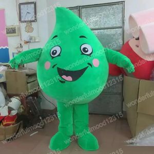 2024 Performance Green Water Drop Mascot Costumes Cartoon Carnival Hallowen Performance Taille adulte Games de fantaisie