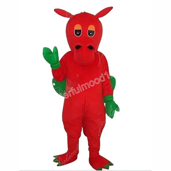 2024 Performance Costumes de mascotte de dragon rouge Carnaval Cadeaux d'Halloween Unisexe Adultes Jeux de fantaisie Tenue de vacances Costume de publicité en plein air