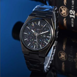 2024 PIN Buckle Luxury Mens horloges blauwe rubberen riem batterij klassiek chronograaf automatische kwarts beweging polshorloges heren heren heren horloges pin buckle 1853