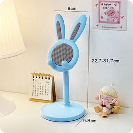 2024 roze telefoonhouder Desktop mobiele telefoonstand voor iPhone 13 14 Samsung smartphone Verstelbaar mooie konijnen cartoontafel ondersteuning roze