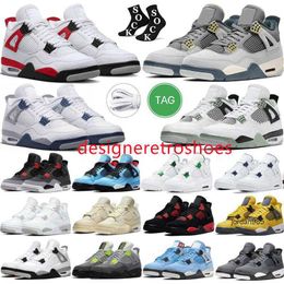 2024 Plate-forme 4 Chaussures de basket-ball Hommes Femmes 4s Black Cat Military Canvas Red Thunder University Blue Thunder Pink Cactus Jack Trainers Outdoor Sports Sneakers 36-47