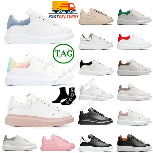 2024 Plataforma Zapatos casuales de gran tamaño Blanco Negro Plano con cordones Diseñador Alpargatas Rojo Azul Hombres Mujeres Entrenadores de cuero Zapatillas de deporte al aire libre