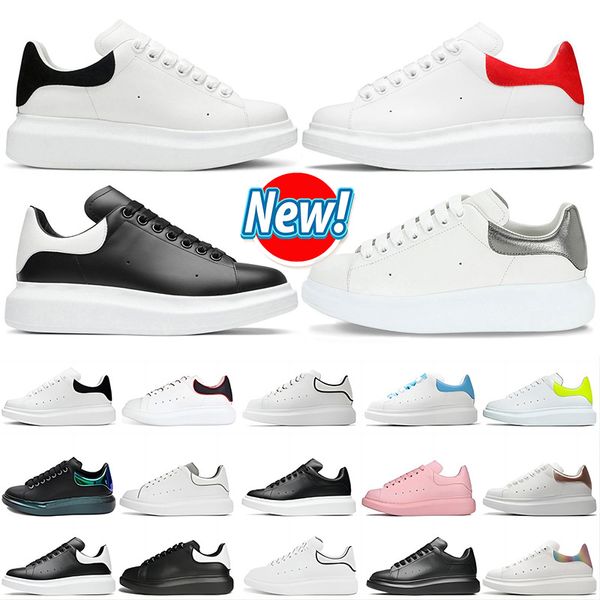 2024 plataforma zapatos casuales blanco negro plano encaje hasta diseñador alpargatas rojo azul negro hombres mujeres entrenadores de cuero zapatillas de deporte al aire libre alexandermcqueens