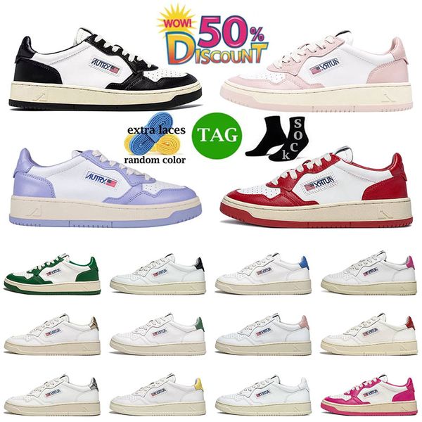 2024 Plataforma Diseñador Zapatillas de deporte Zapatos casuales EE. UU. Marca Autrys Rose Pink Panda Skate Low Autri Medalist Two-Tone Action Sports Top-Low Hombres Mujeres Entrenadores Mocasines 35-43