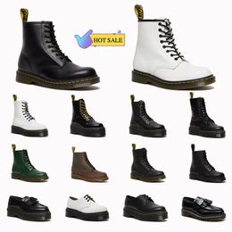 2024 Plate-forme Martin Boot Ankle High Doc Femmes Designer Bottes Classic 8 Eyes OG 1460 Jadon Smooth Cuir Nappa Femme Dr AirWair Yellow Stitch Booties Mocassins Chaussures
