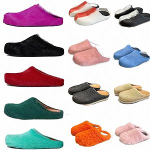 Platform slippers met koeienhide lg fur fussbett sandalen met doos gele bessen luxe ourdoor indoor kamer muilezels schoenen schoenen damesheren strand SL R1CR#