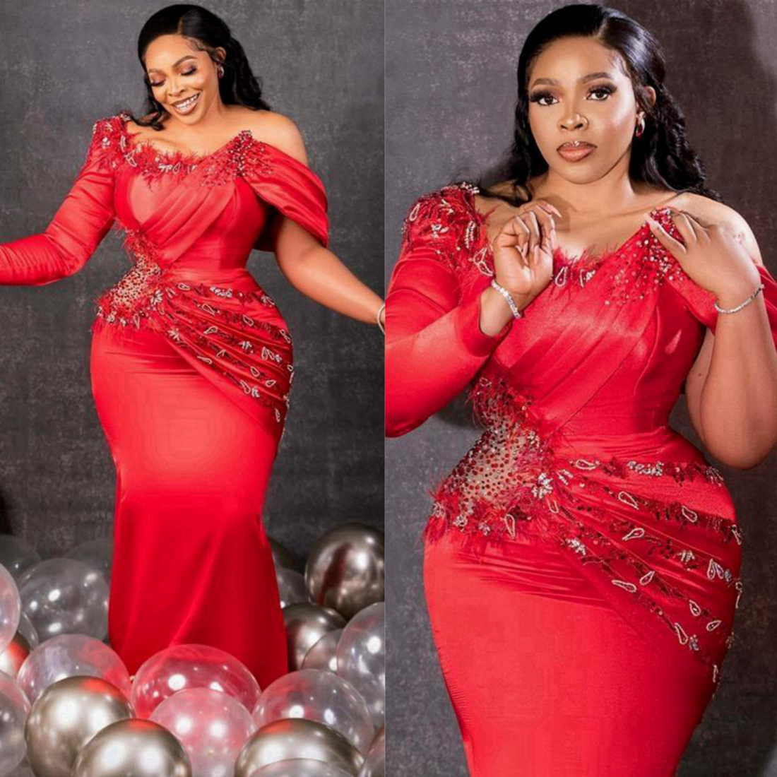 2024 Plus Size Aso Ebi Prom Dresses For Black Women Mermaid Illusion Promdress Formal Dress for Special Occasions Feathered Beaded Birthday Dresses Gala Gowns AM581