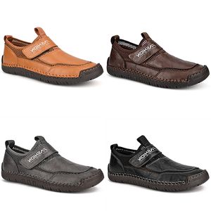 2024 zapatos casuales de cuero de talla grande negro marrón oscuro gris zapatos de negocios para hombre zapatillas deportivas transpirables GAI